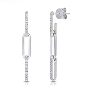 CZ Dainty Chain Link Stud Earrings - Gold or Silver