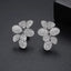 Luxury CZ Leaf Stud Earrings - Silver