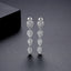 Fancy CZ 3.6 CM Drop Stud Earrings - Silver