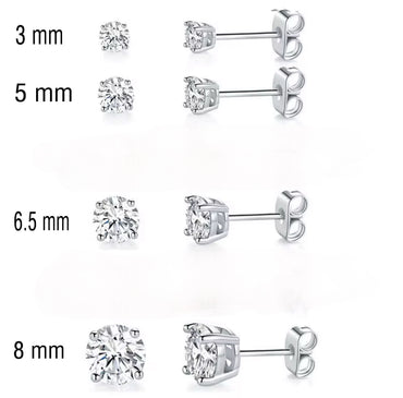 CZ Prong Setting Studs 3 mm, 5 mm, 6.5 mm, 8 mm) - Gold or Silver