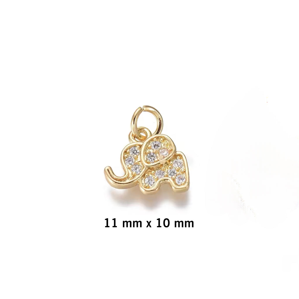 CZ Elephant Charm - Gold