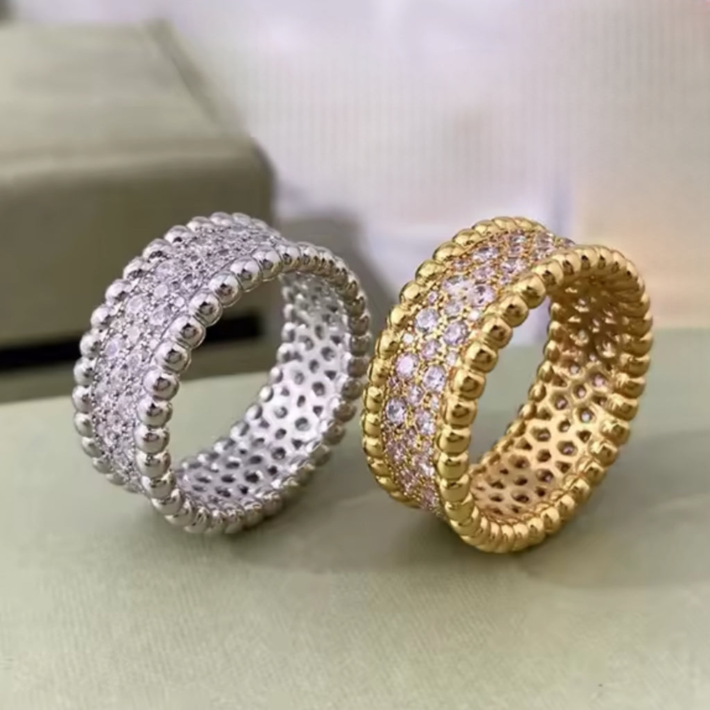 Fashion CZ Band Ring - Gold and Silver