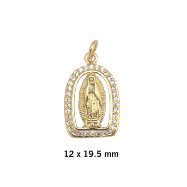 CZ Religious Virgin Mary Charm - Gold