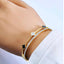 CZ Three Clovers Bangle Bracelet - Gold