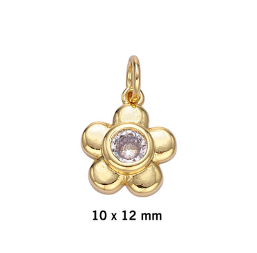 CZ Flower Charm - Gold