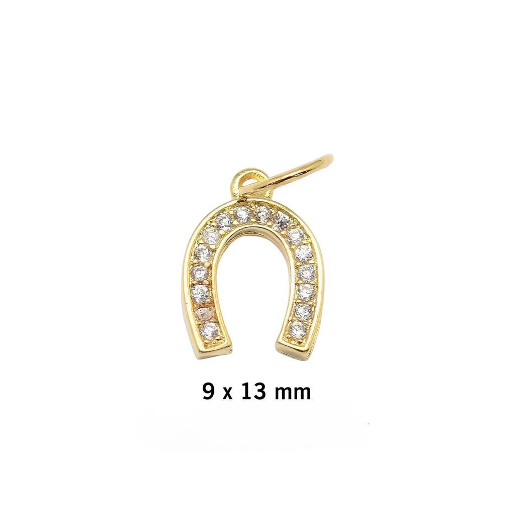 CZ Horseshoe Charm - Gold