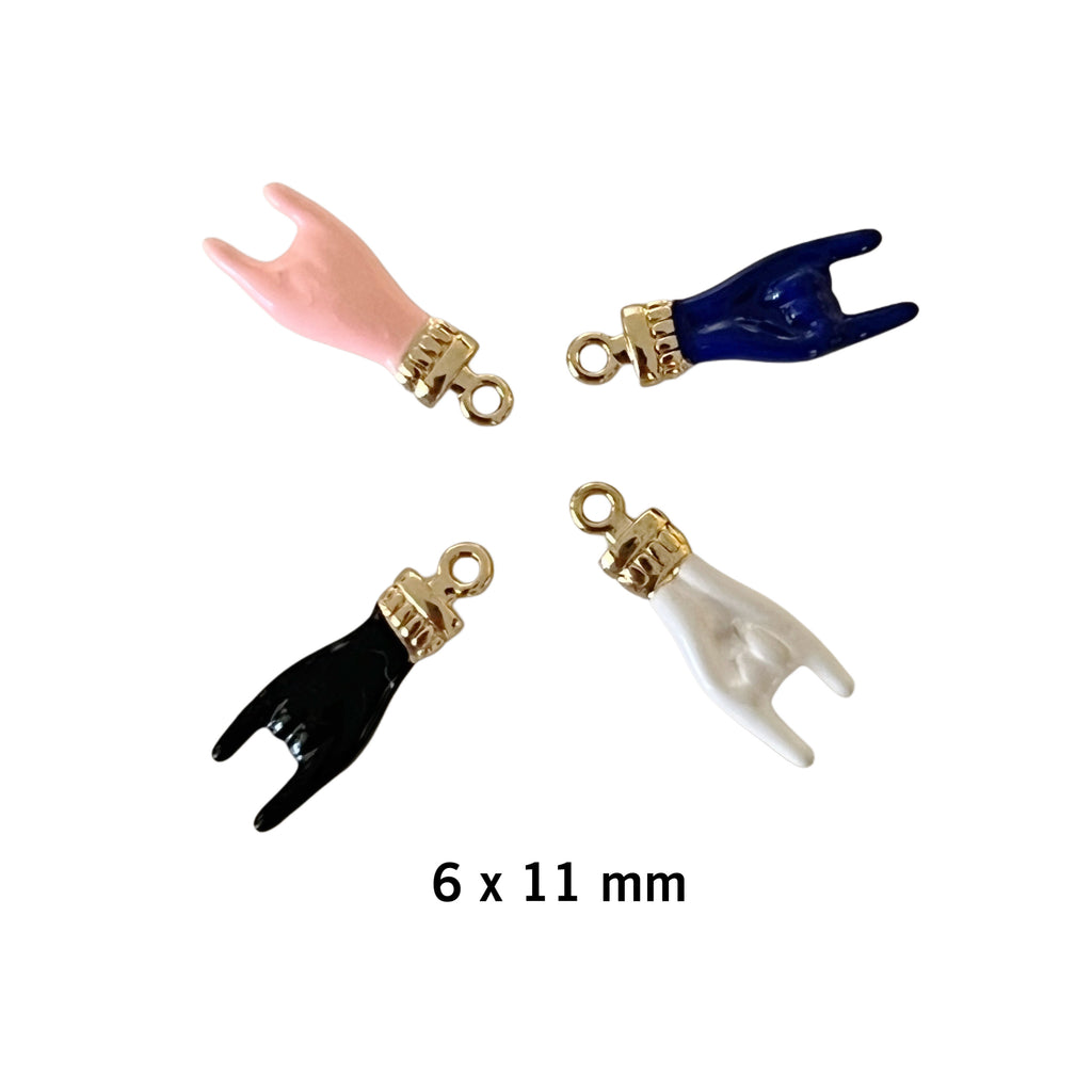 Enamel Hand Cornicello Charm - Gold