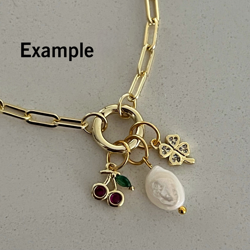 Push Front Clasp Paperclip For Interchangeable Charms - Gold