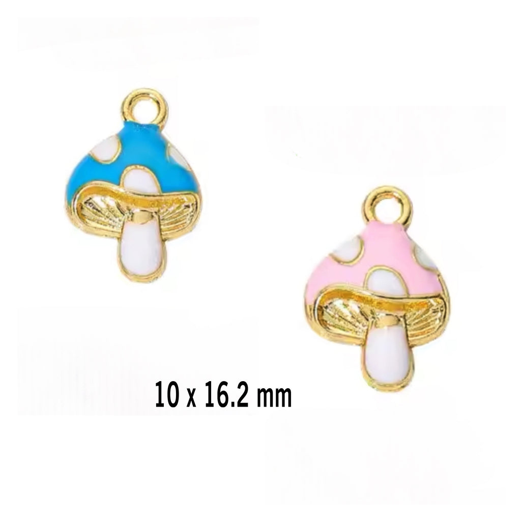 Enamel Mushroom Charm - Gold