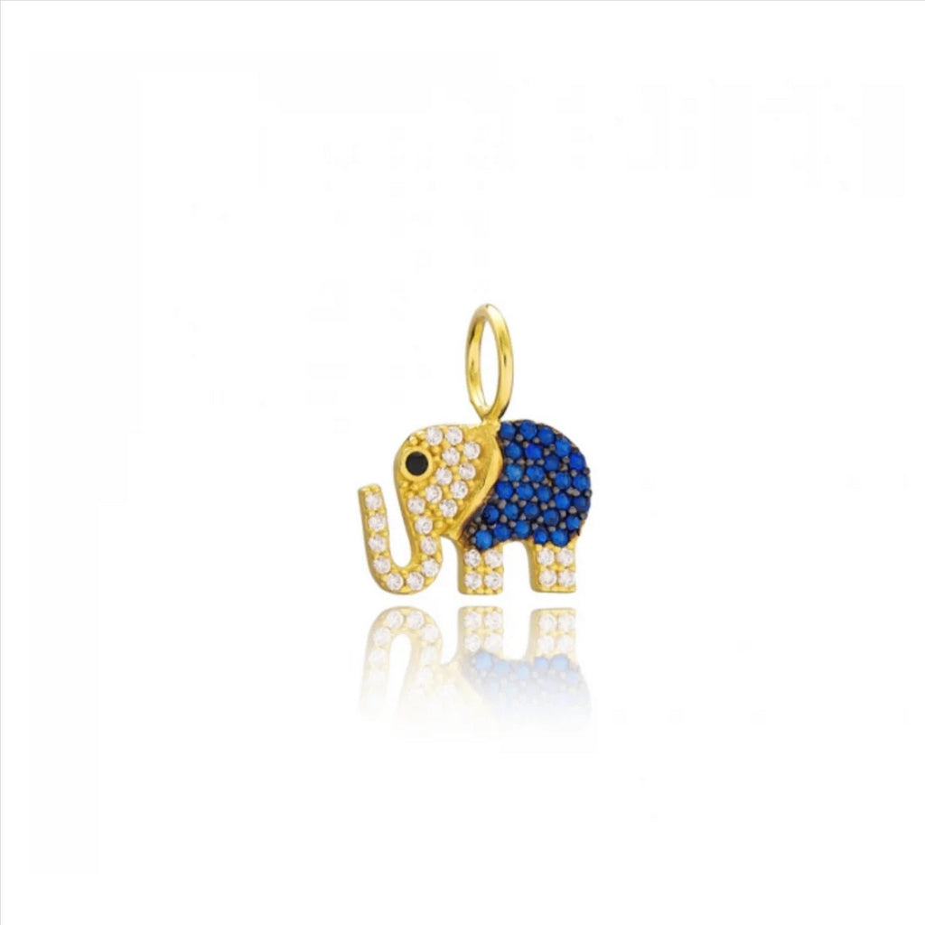 CZ Dark Blue Evil Eye Baby Pin With Dreamer Charm - Gold