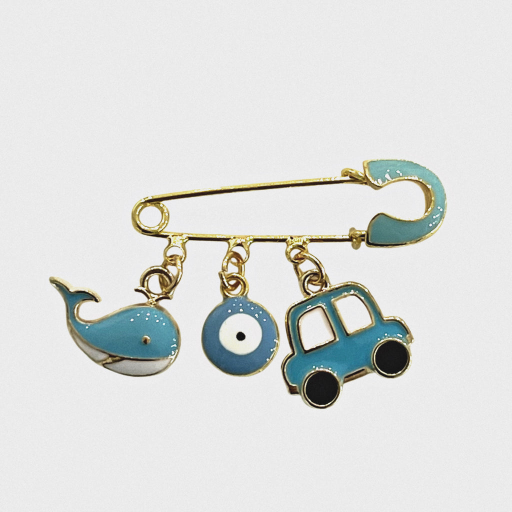 Enamel Blue Baby Pin With Evil Eye Protection