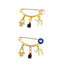 3.8 CM Enamel Evil Eye Pin with Genuine Azabache - Gold