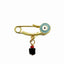 Enamel Evil Eye Baby Pin with Genuine Jet Black Azabache - Gold