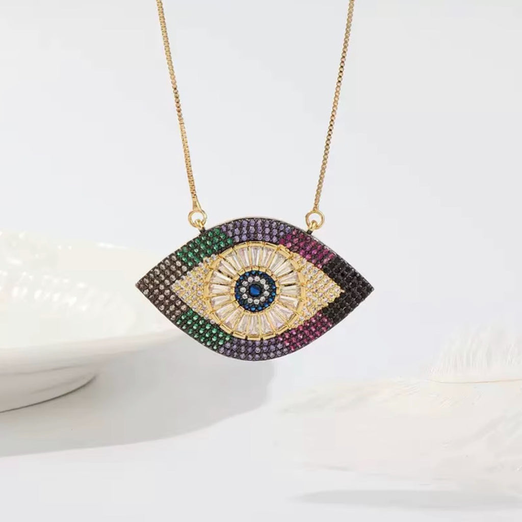 Large Multicolor Evil Eye Necklace