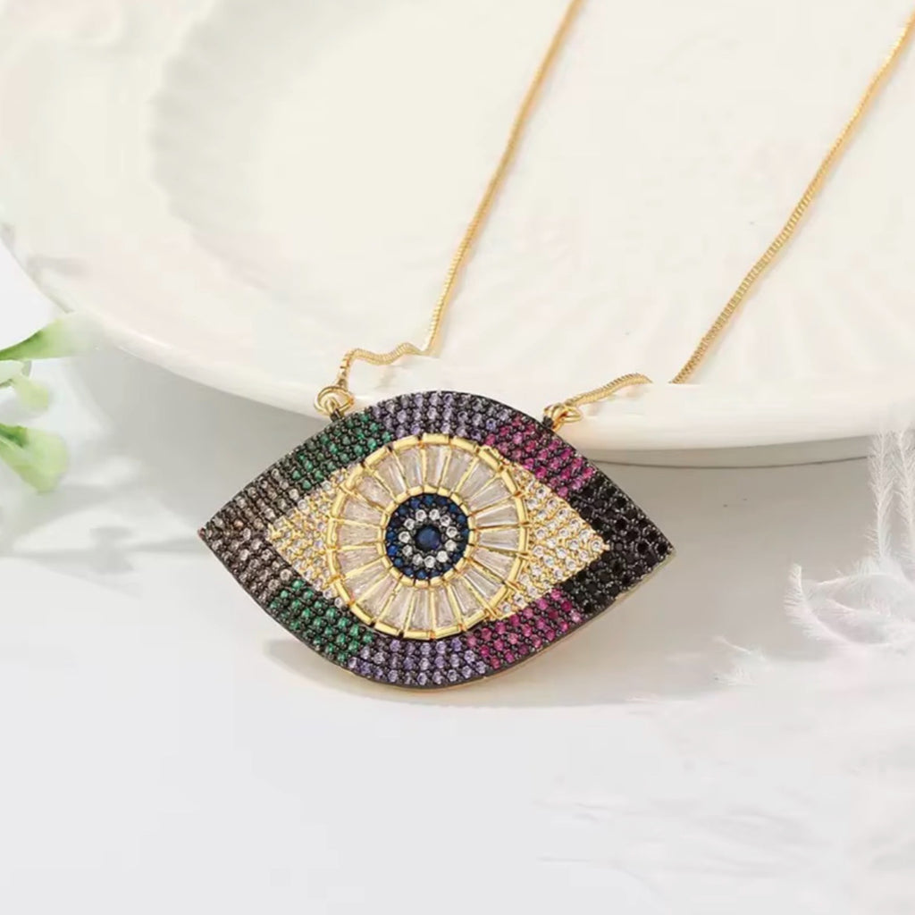 Large Multicolor Evil Eye Necklace