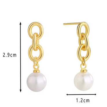 18K Gold Plated Chain Pearl Drop Earrings