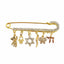 8 CM CZ Baby Pin With Jewish Charms - Gold