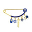 CZ Dark Blue Evil Eye Baby Pin With Dreamer Charm - Gold