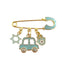 4 CM Enamel Light Blue Baby Pin With A David Star Charm - Gold