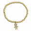 CZ Boy and Girl Beaded Stretch Bracelet - 14K Gold Plated