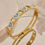 Stainless Steel Heart Shape Evil Eye Bangle - Gold