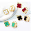 Stainless Steel Doble Side Enamel Clover Set - Necklace, Bracelet and Earrings) - Gold