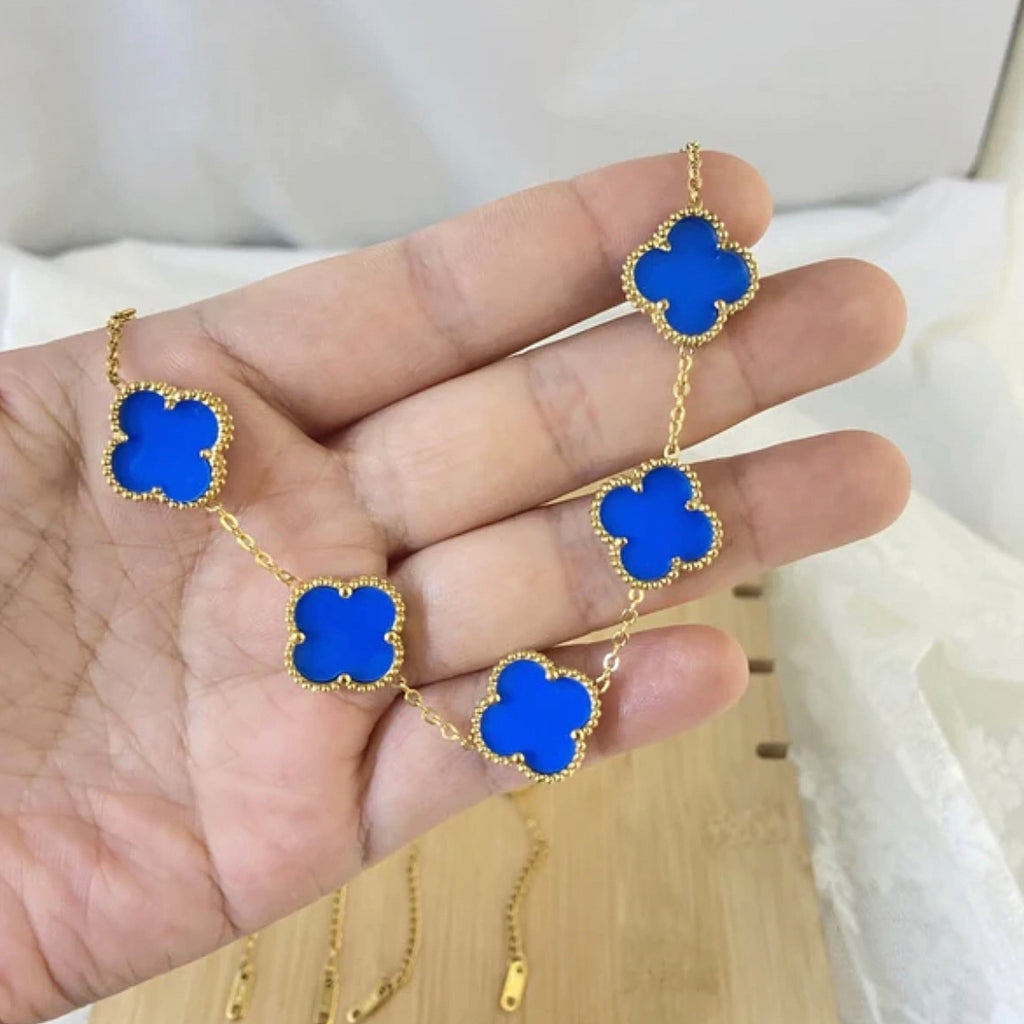 Double Sided Enamel Clover Bracelet - 18K Gold Plated