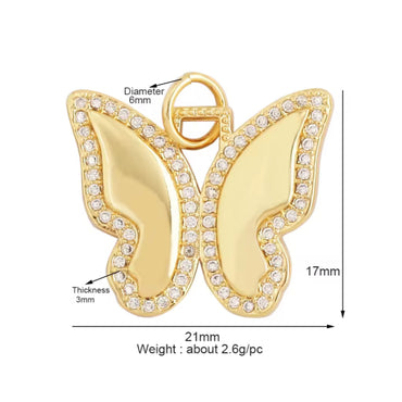18k Gold Plated Butterfly Charm - Gold