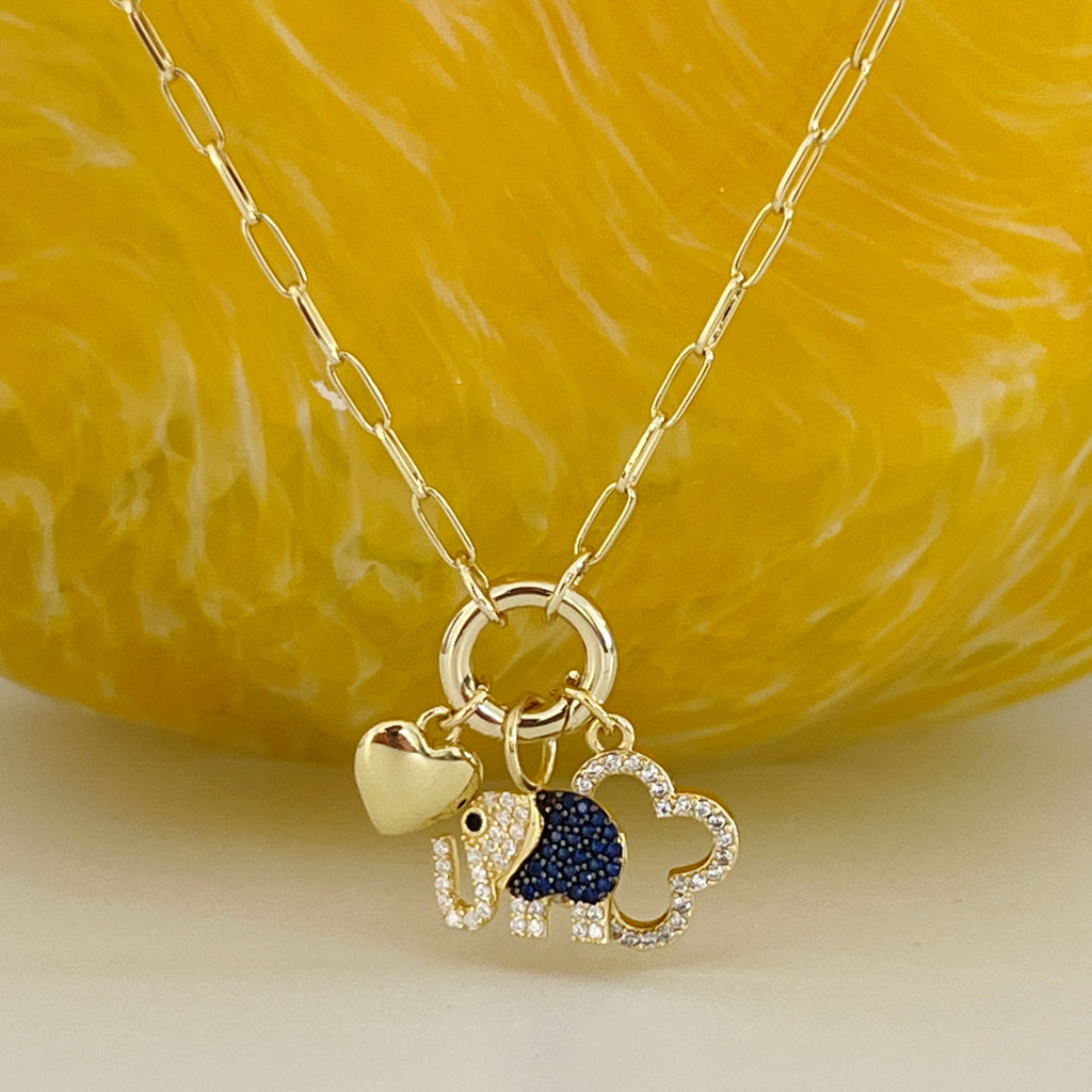 Lucky Love Cluster Charms Necklace - Gold