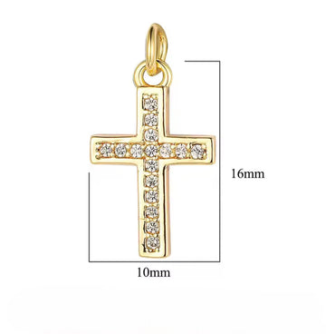 CZ Small Cross Charm - Gold