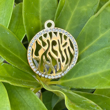 CZ Hebrew Shema Israel Prayer Pendant - Gold