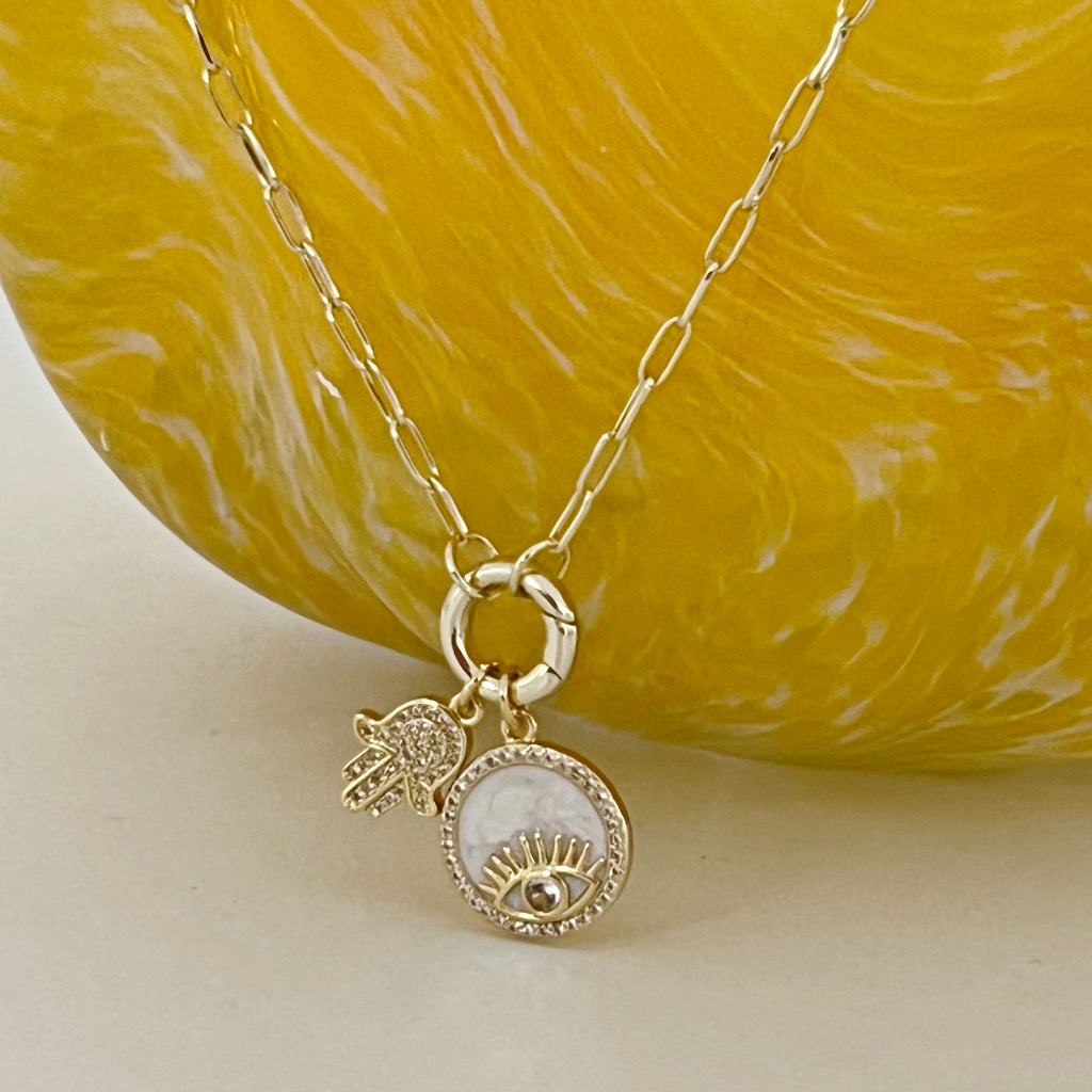 Evil Eye Hamsa Charms Necklace - Gold