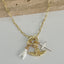 Triple Protection Necklace with Guardian Angel Charm - Gold