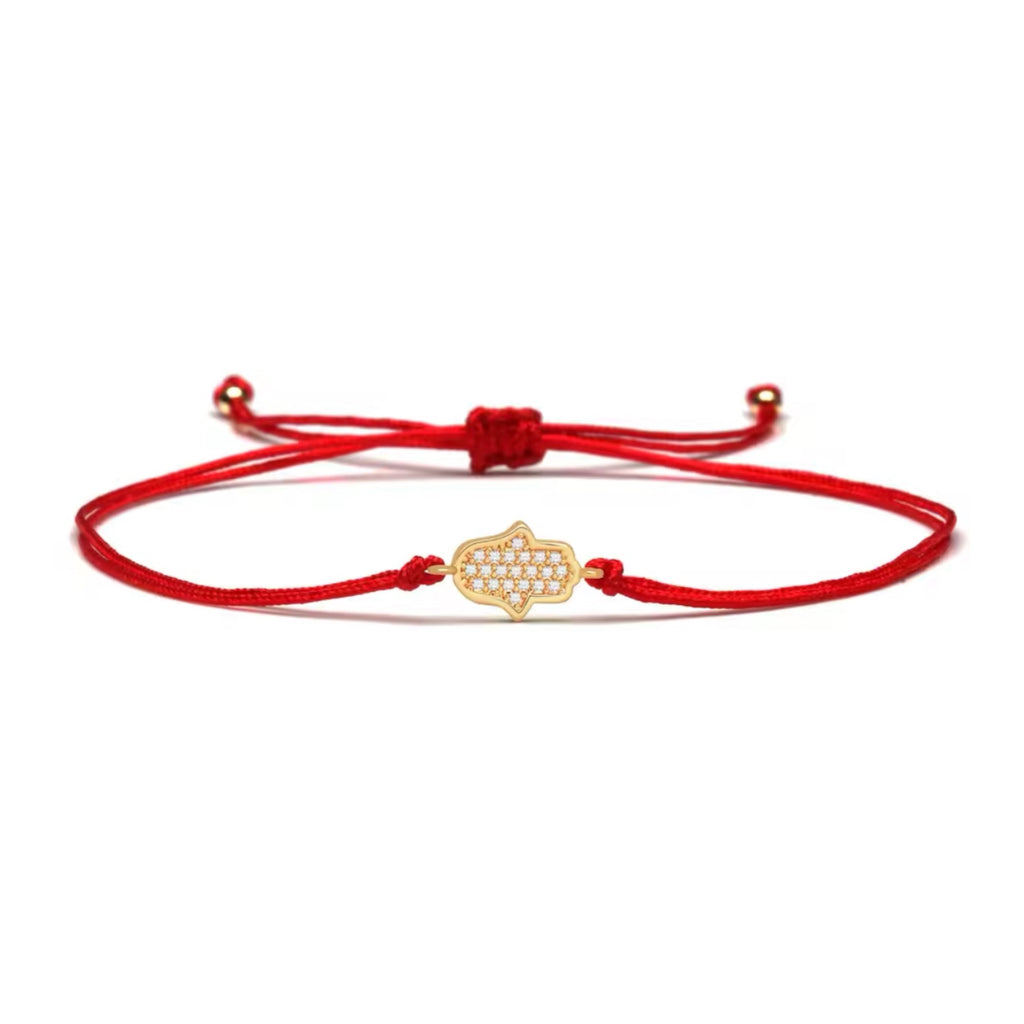 Red Cord CZ Hamsa Bracelet