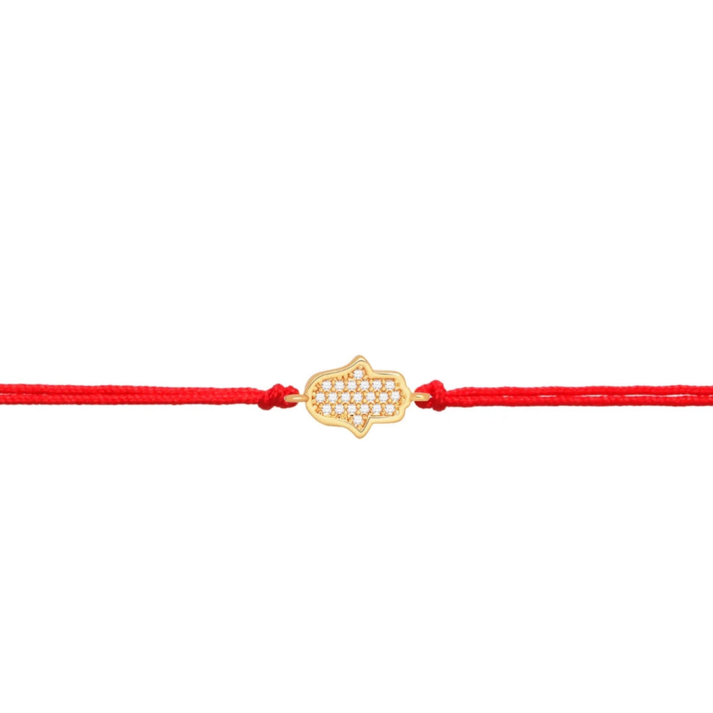 Red Cord CZ Hamsa Bracelet