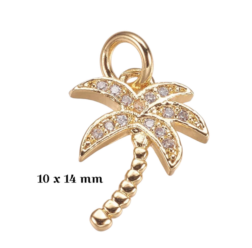 CZ Palm Tree Charm - Gold