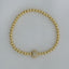 Stretch Beaded CZ Heart Bracelet - Gold