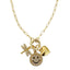 Happy Face/Dragon-Fly Charms Necklace - Gold