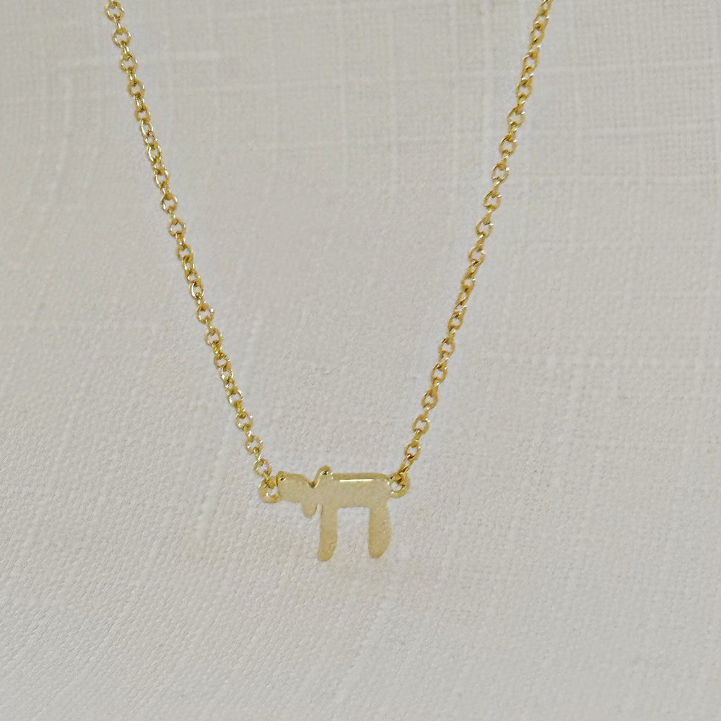 Tiny Chai Symbol Necklace - 14K Gold Plated