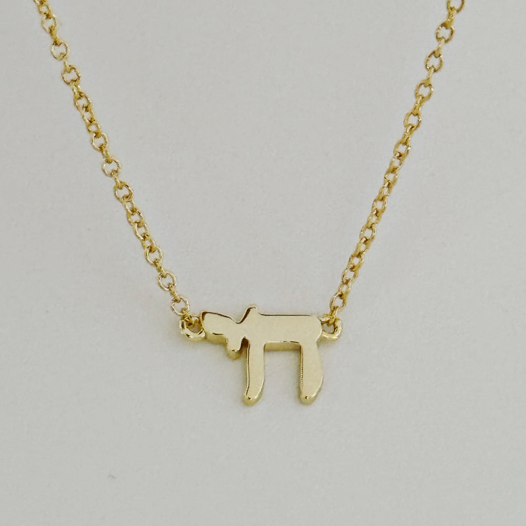 Tiny Chai Symbol Necklace - 14K Gold Plated