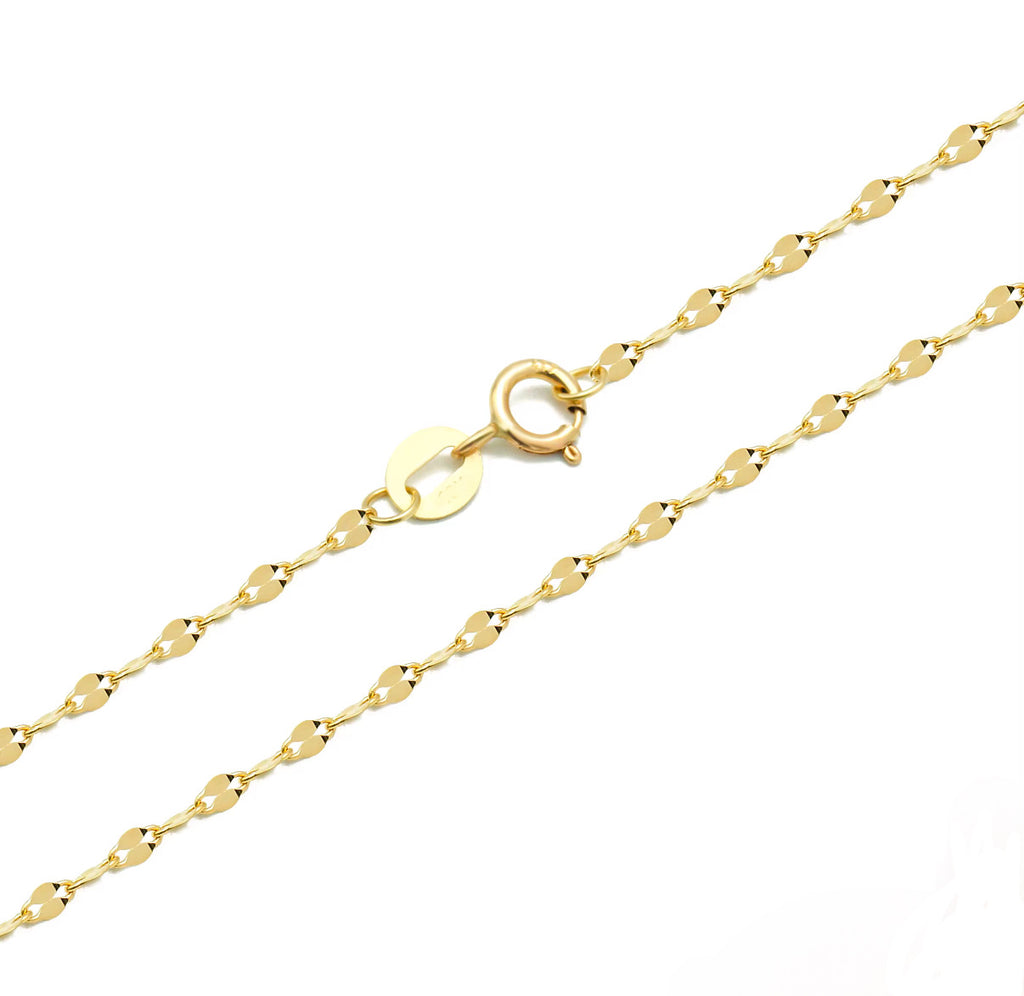 925 Sterling Silver Lip Chain Necklace - 14K Gold Plated.