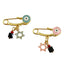 2.9 CM Enamel Baby Pin With Genuine Azabache Charm - Gold