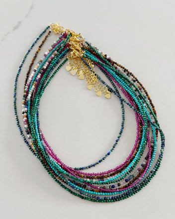 Dainty 2 mm Natural Faceted Gemstone Beaded Necklace