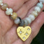 Beaded Gemstone Choker Heart Necklace - 18K Gold Plated