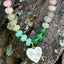 Beaded Gemstone Choker Heart Necklace - 18K Gold Plated