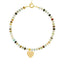 Beaded Gemstone Choker Heart Necklace - 18K Gold Plated