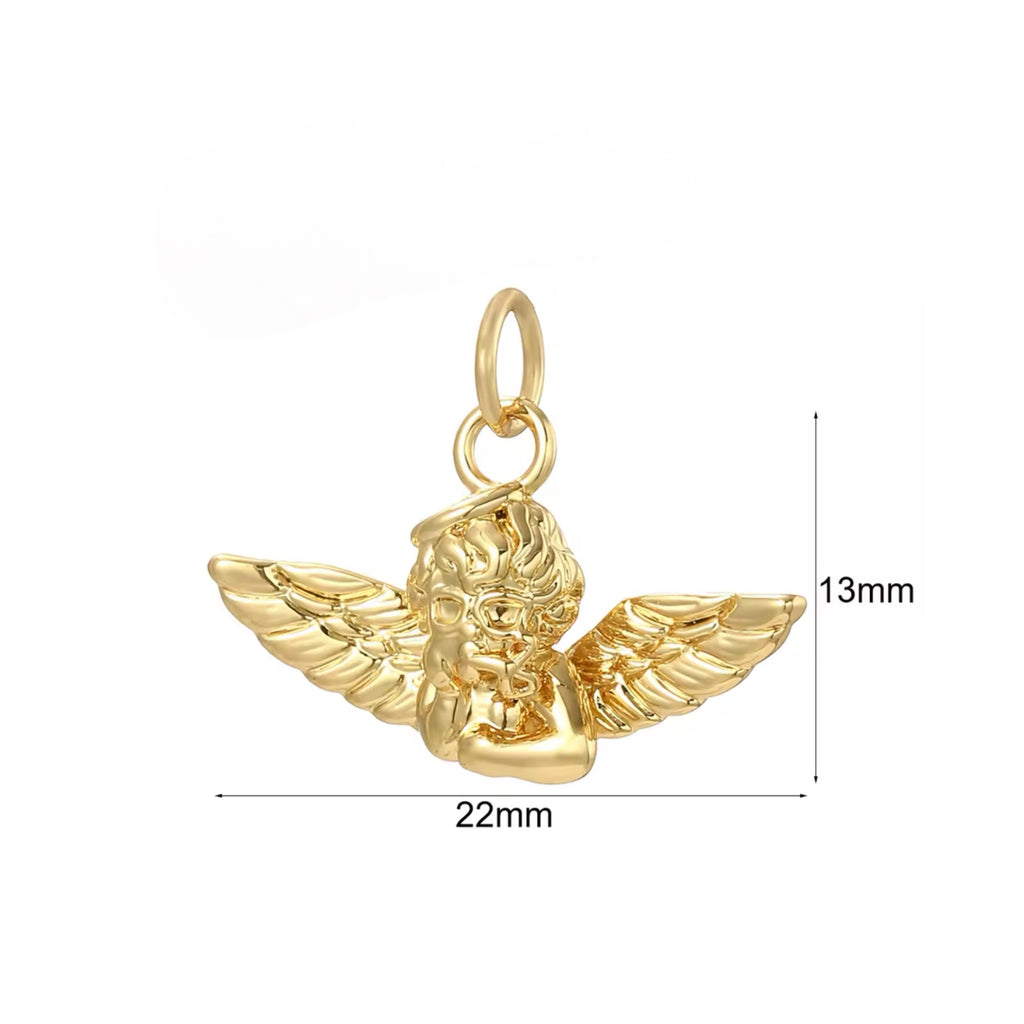 2.9 CM Evil Eye Baby Pin With Guardian Angel - Gold