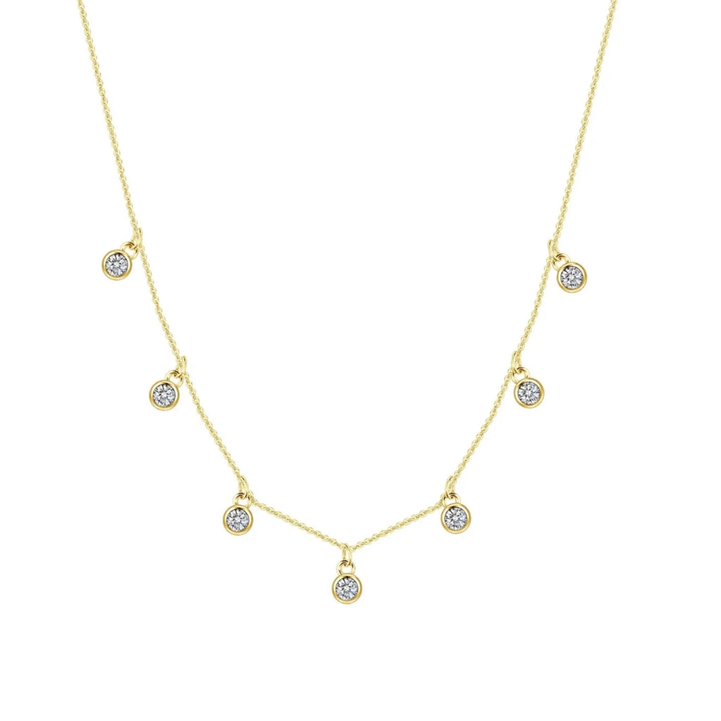 Multi Bezel CZ Drop Choker - Gold or Silver