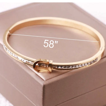 18K Gold Plated Belt Design CZ Bangle Bracelet
