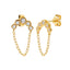 CZ Dangling Chain Stud Earrings - Gold